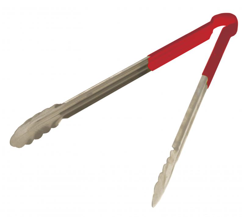 16-inch Heavy-Duty Utility Tong with Red Plastic Handle